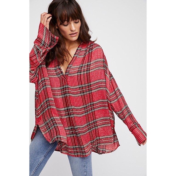 Free People Tops - Free People Fearless Love Checked Pullover Shirt
